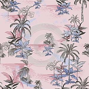 Vector of hawaiian tropical print Island seamless pattern print