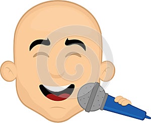 vector head bald man cartoon singer microphone