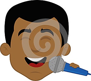 vector head boy singer microphone