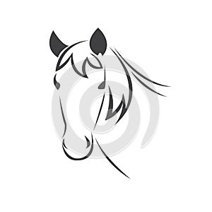 Vector head of horse black. Mammals. logo. icon. symbol. design. on white background