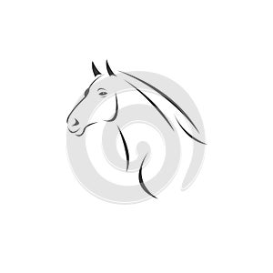 Vector head of horse black. Mammals. logo. icon. symbol. design. on white background