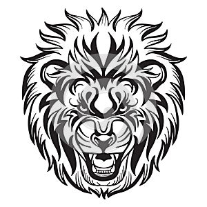 Vector head of mascot lion isolated on white