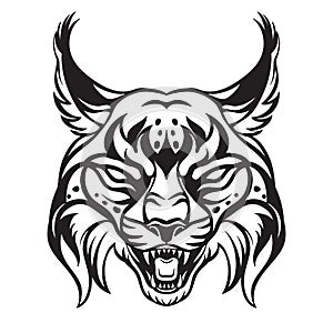 Vector head of mascot lynx isolated on white