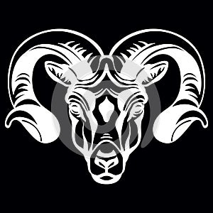 Vector head of mascot ram head isolated on black