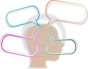 Vector head silhouette with abstract speech bubble