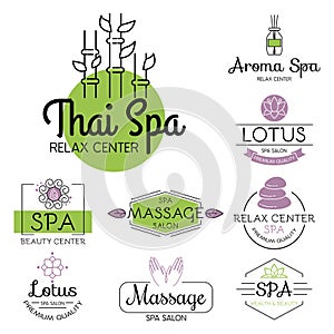 Vector health and beauty care spa badge hand drawn tags and elements set for organic cosmetics, natural products.