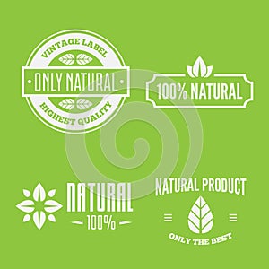 Vector health and beauty care logos or labels. Tags and elements set for organic cosmetics, natural products.