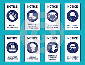 Vector health and safety sign label collection