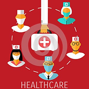 Vector healthcare medical flat background.