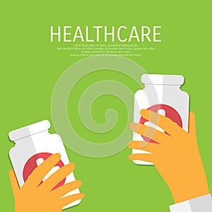 Vector healthcare medical flat background.