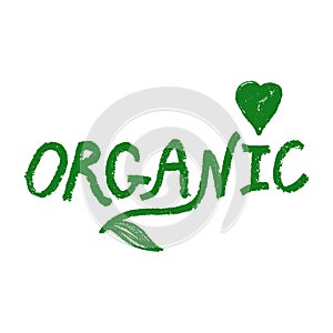 Vector healthy food icon with hand-drawn coal texture. Organic products emblem.