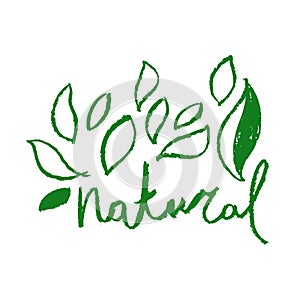 Vector healthy food icon with hand-drawn coal texture. Organic products emblem.