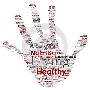 Vector healthy living positive nutrition sport hand print