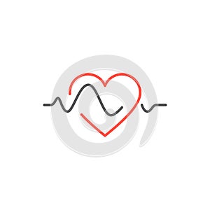 Vector heart beat line icon.