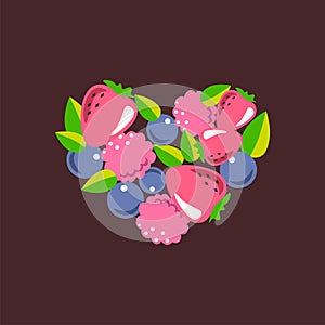 Vector heart consists of berries
