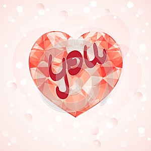 vector heart with diamond, abstract design for Val