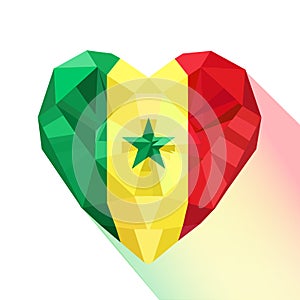Vector heart with the flag of the Republic of Senegal.
