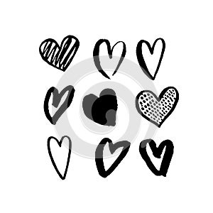 Vector heart icons hand drawn art design for Valentine day photo