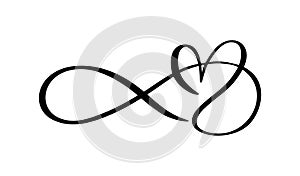 Vector heart love sign forever valentine day. Infinity romantic symbol logo linked, join, passion and wedding icon