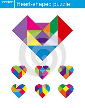 Vector Heart Puzzle pattern isolated on white