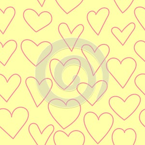Vector heart seamless pattern, valentines day decoration, gift cards background