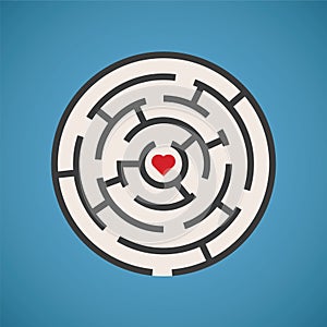 Vector heart shape maze concept