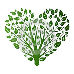 Vector heart shape tree on white background