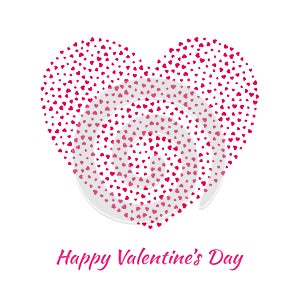 Vector Heart with small pink Hearts Valentines Day card Background.