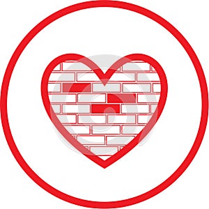 Vector heart and stone wall icon