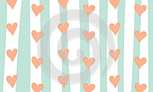Vector Heart With Stripes Background