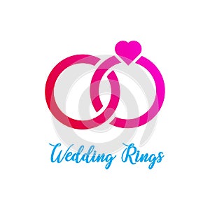 Vector heart wedding rings icon on white background. eps 10