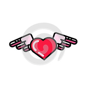 Vector heart with wings icon photo