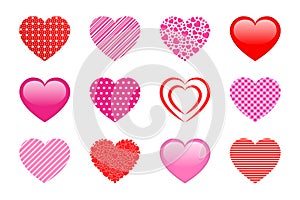 Vector hearts collection. Design elements set for wedding and Valentine`s Day, Good choice for wrapping paper, clothes prints, lo