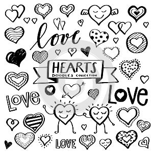 Vector Hearts Doodles