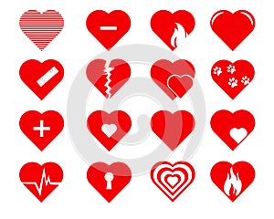 Vector hearts icons set