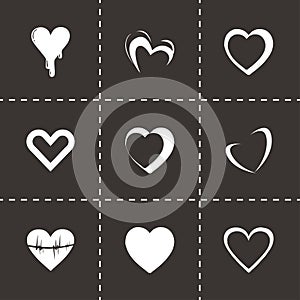 Vector hearts icons set