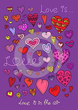 Vector hearts set. Hand drawn.