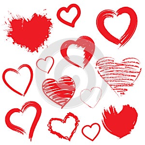 Vector hearts set. Hand drawn.