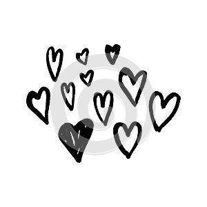 Vector hearts set. Hand drawn. Valentine's Day