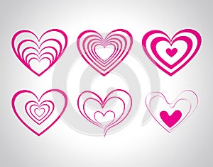 Vector hearts set for wedding and valentine design