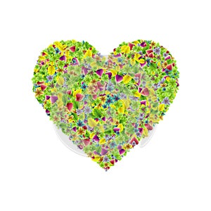 Vector heartshape symbol consisting of colorful fresh leaves photo