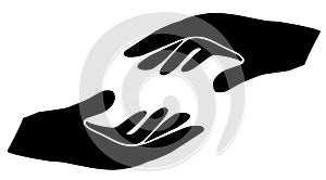 Vector Illustration of Helping Hands Sihlouette. photo