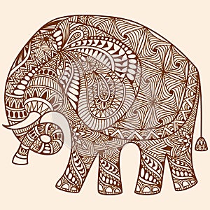 Vector Henna mehndi decorated Indian Elephant