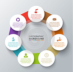 Vector heptagon with circles for infographic. photo