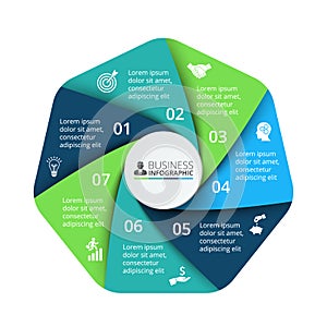 Vector heptagon element for infographic. Business concept with 7 options photo