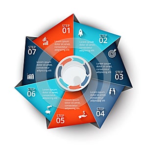 Vector heptagon element for infographic. photo