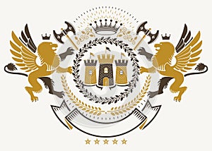 Vector heraldry emblem composed with decorative heraldic element
