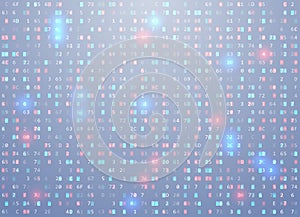 Vector hex code background with highlight an important element, error, memory vulnerability. Big data and programming hacking,