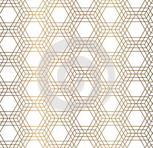 Vector hexagon golden seamless pattern