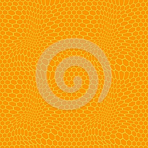Vector Hexagon Grid. Honeycomb Tecture on Yellow Background. Geometric Illustration. Liquid Wavy Net